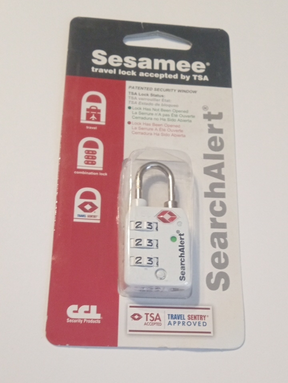 SearchAlert White TSA-Approved Combination Travel Lock
